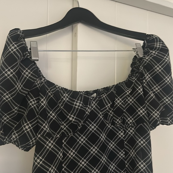 H&M plaid print corset bodice princess sleeve dress - Picture 5 of 7